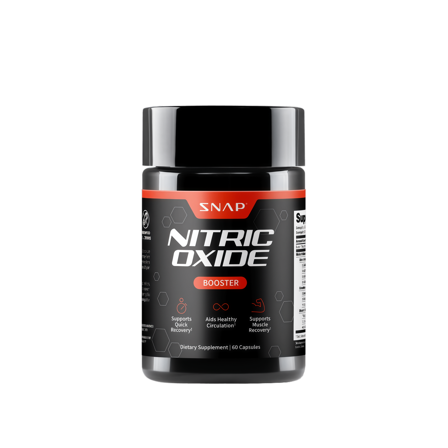 Snap Supplements Nitric Oxide Supplement with L-Arginine to Support Energy, Quick Recovery, Heart Health, Muscle Growth & Circulation, 60 Vegetarian Capsules (1 Month Supply)